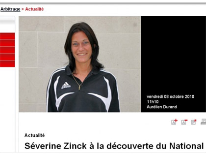 Le site de la FFF présente Séverine Zinck, la possible future première arbitre centrale en Ligue 1.